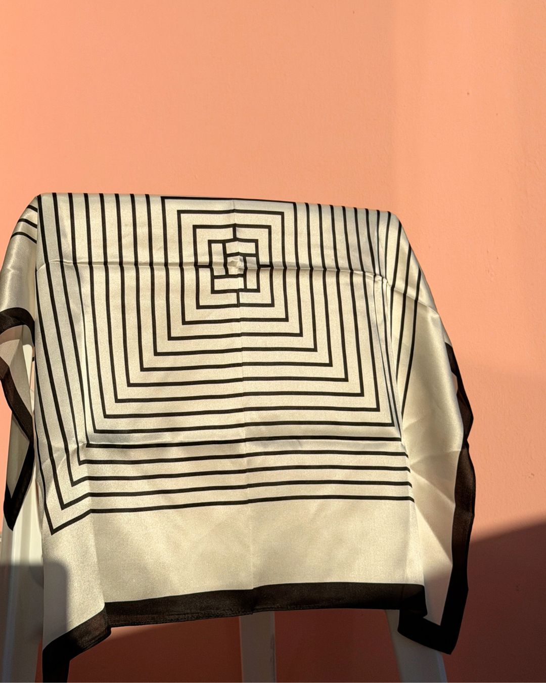 SILK Scarf | Black and White Square | 68 CM
