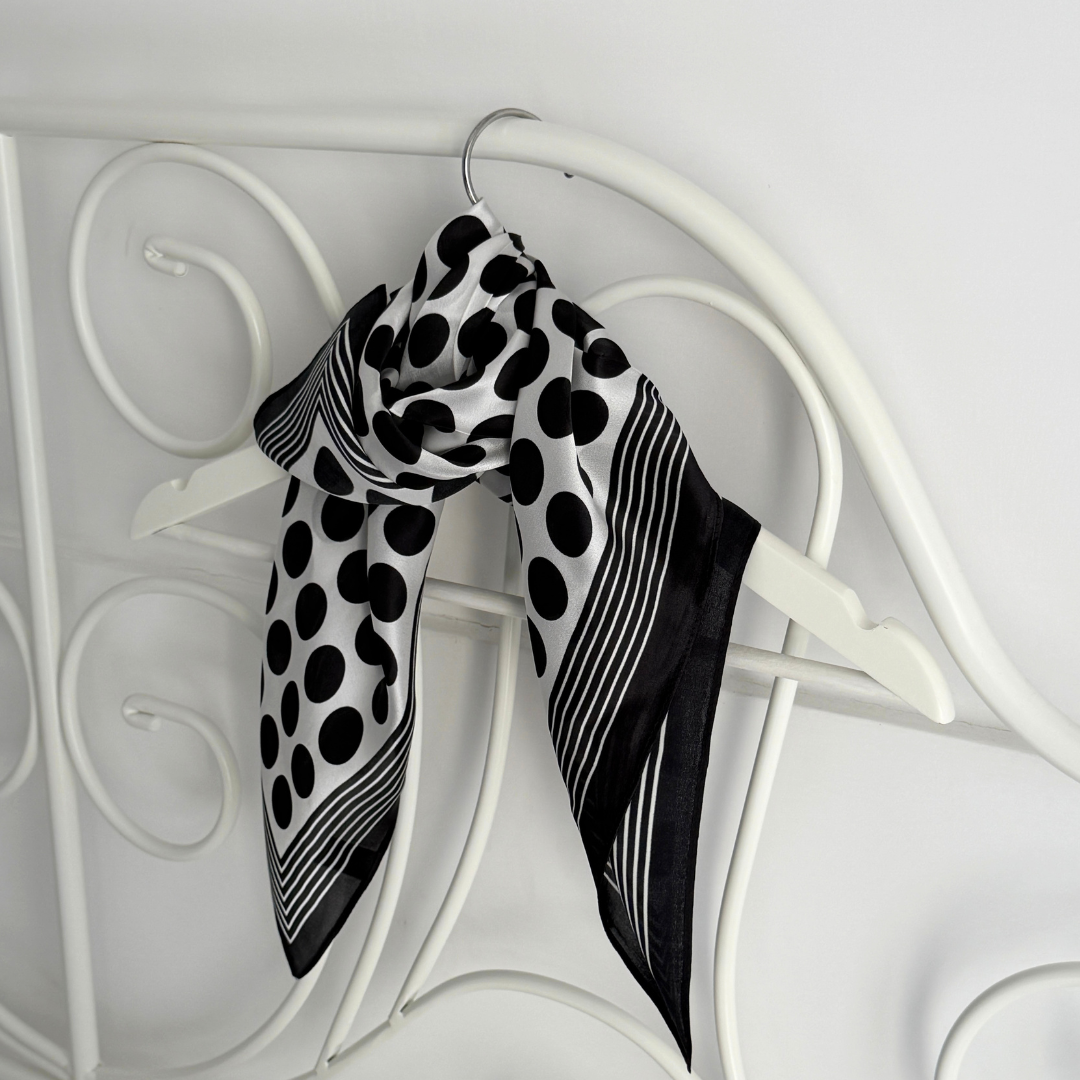 SILK Scarf | Black Dots | 68 CM