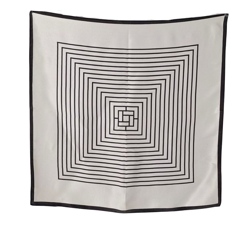 Silk scarf | Black and White Square | 68 CM