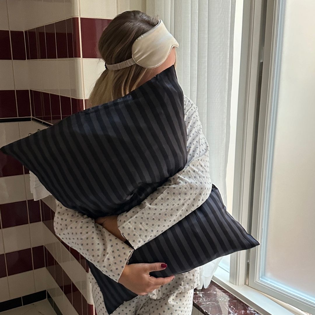 SILK PILLOWCASE - BLACK STRIPED
