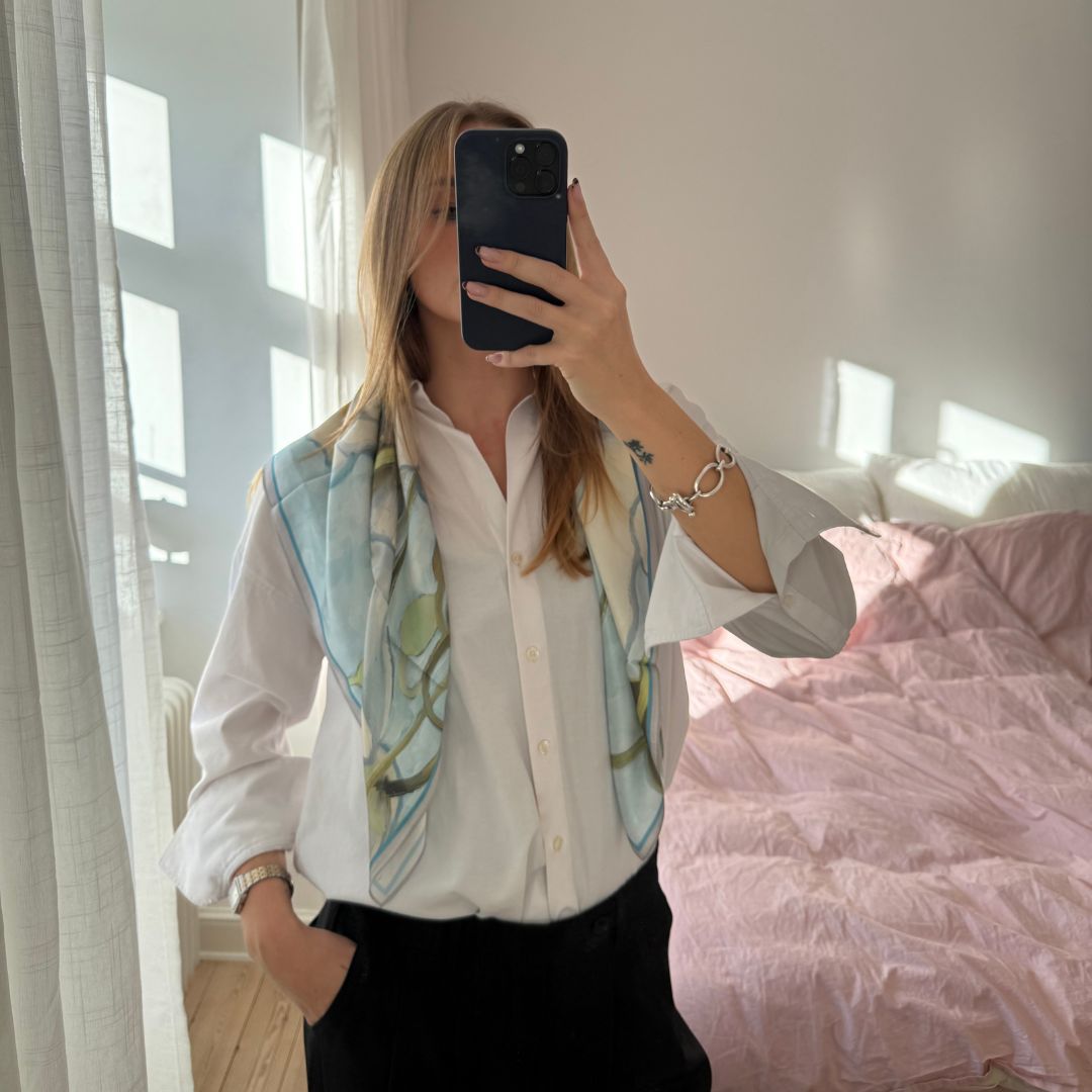 Silk scarf | Light Blue Spring | 90 CM