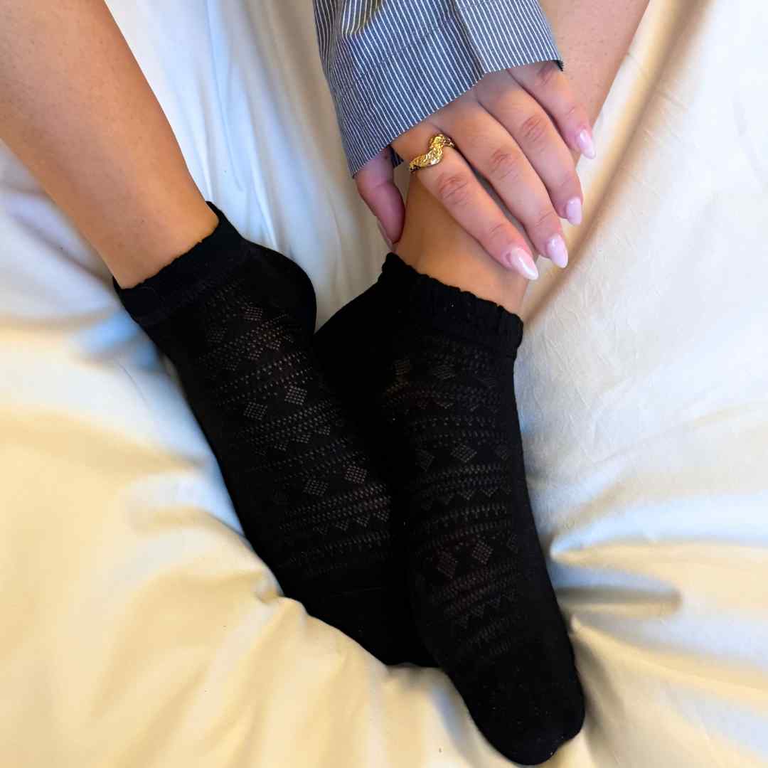 Kuviolliset silkkisukat 5-pack - Musta