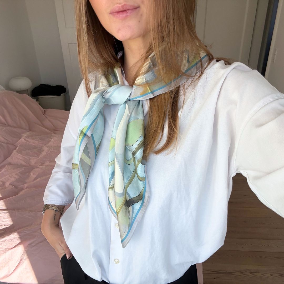 Silk scarf | Light Blue Spring | 90 CM