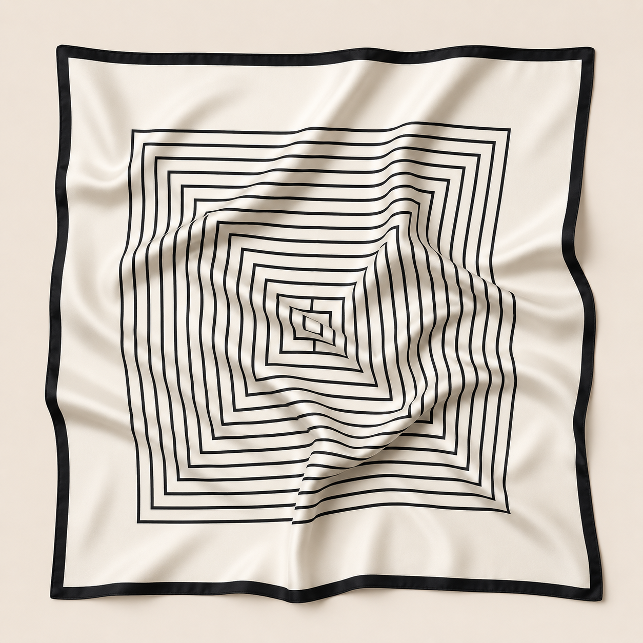 SILK Scarf | Black and White Square | 68 CM