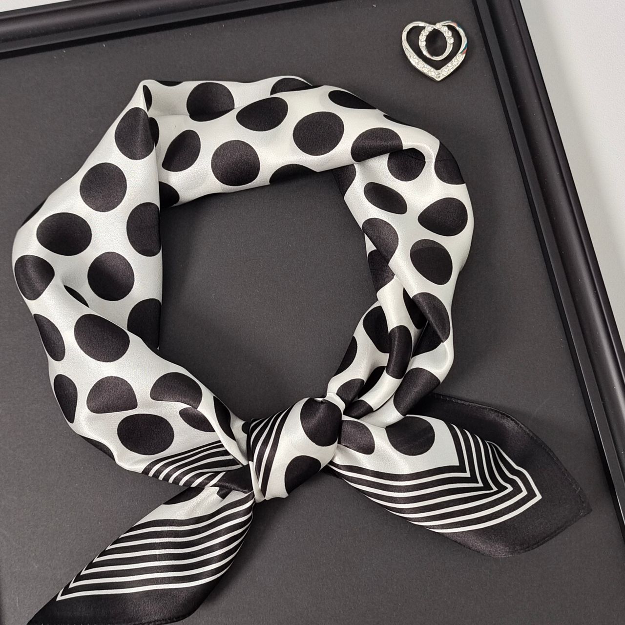 Silk scarf | Black Dots | 68 CM