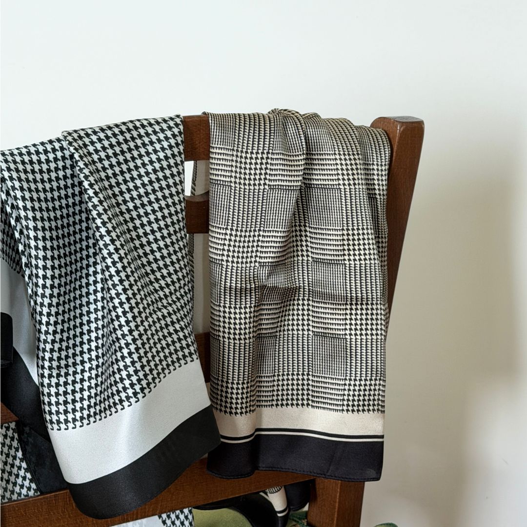 SILK Scarf | Black and White Mix | 68 CM