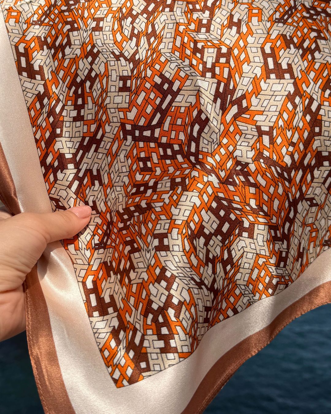 Silk Scarf | Orange Pattern | 68 CM