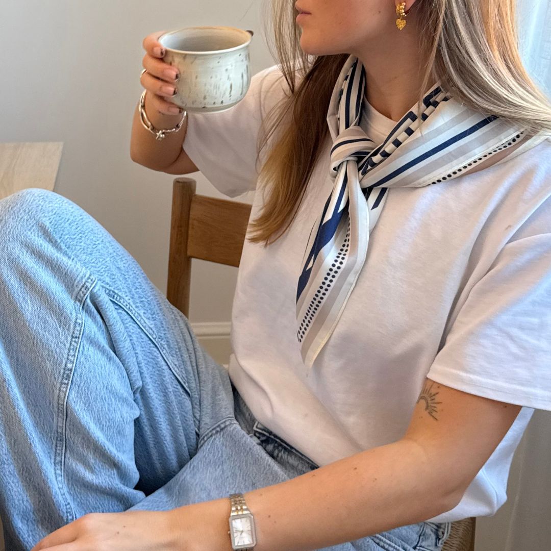 Silk scarf - Blue Stripes | 68 CM