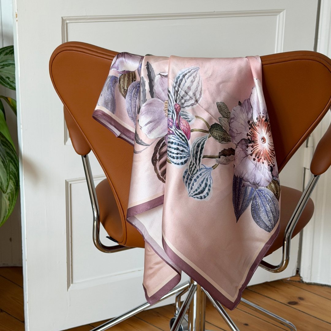 Silk Scarf | Flowers Rose | 90 CM