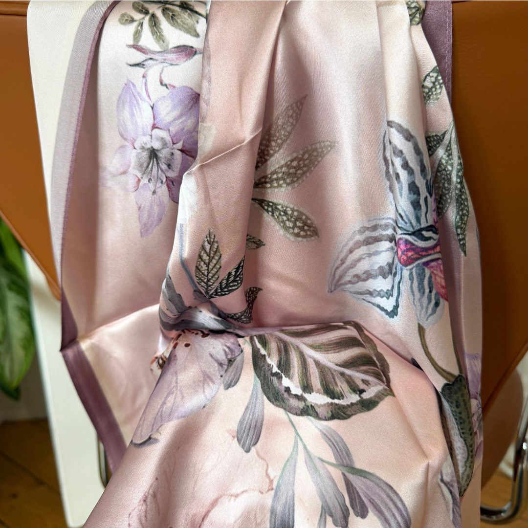 Silk Scarf | Flowers Rose | 90 CM