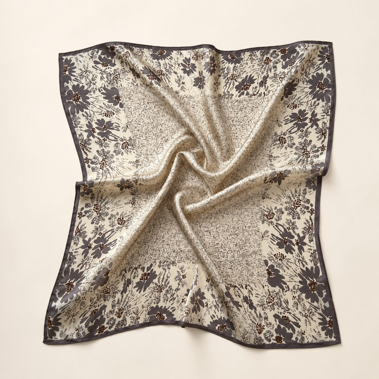 SILK Scarf - Grey Flower Mix | 68 CM