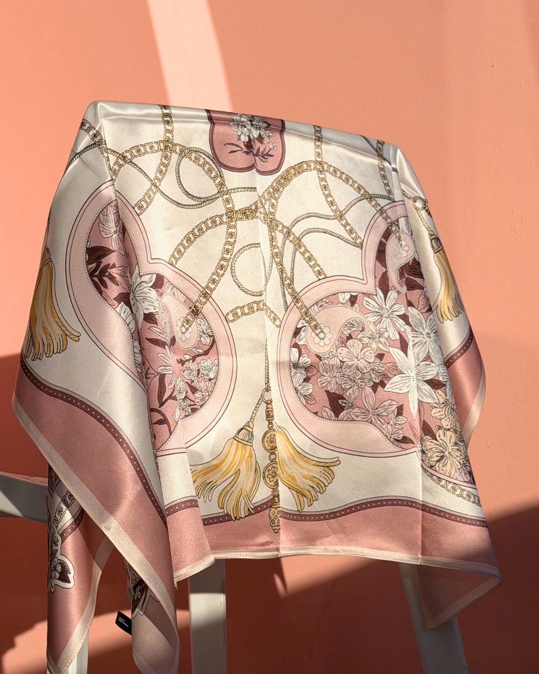 Silk Scarf | Pink Bouquet | 90 CM