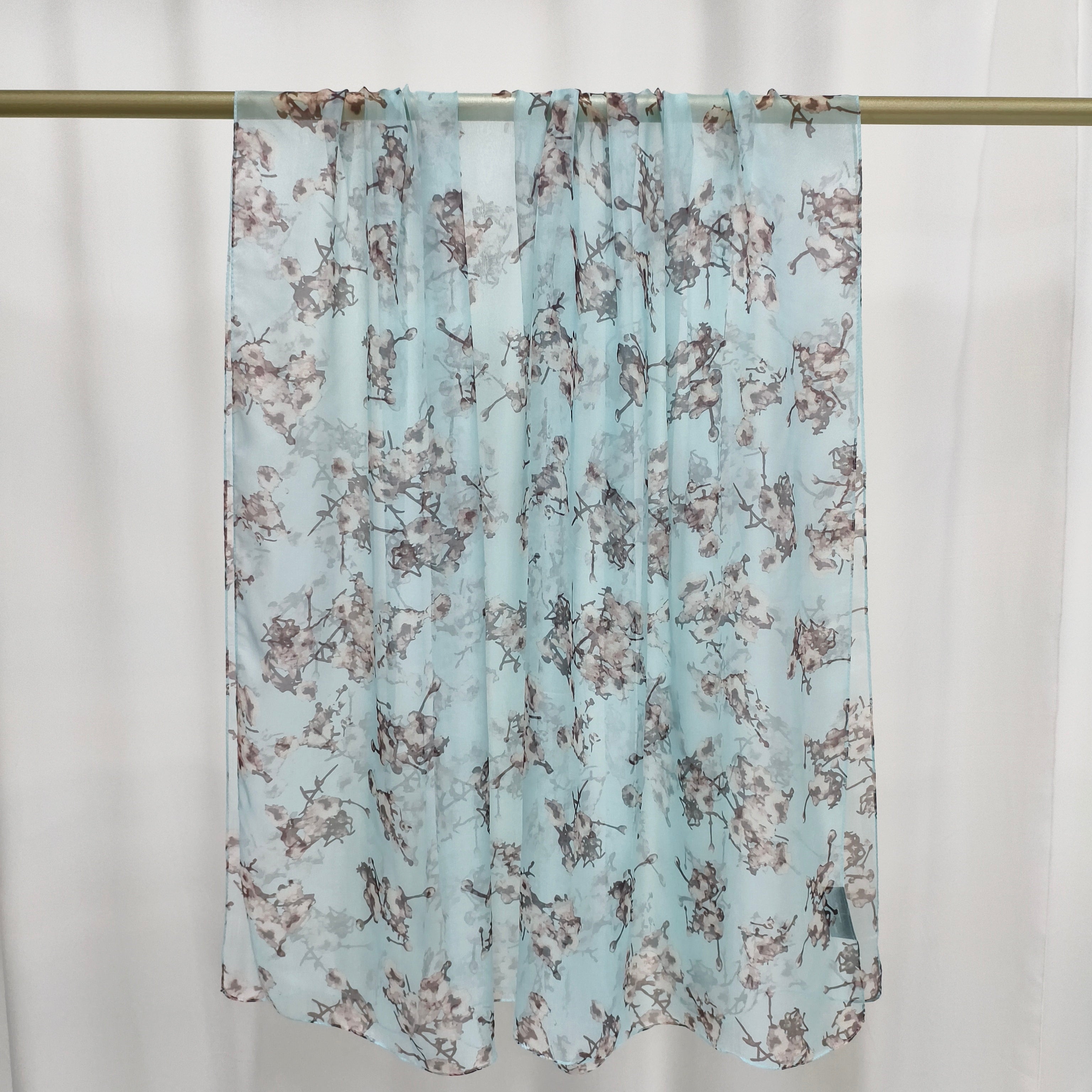 Italian Silk Scarf | Blue Flower | 110x180 cm