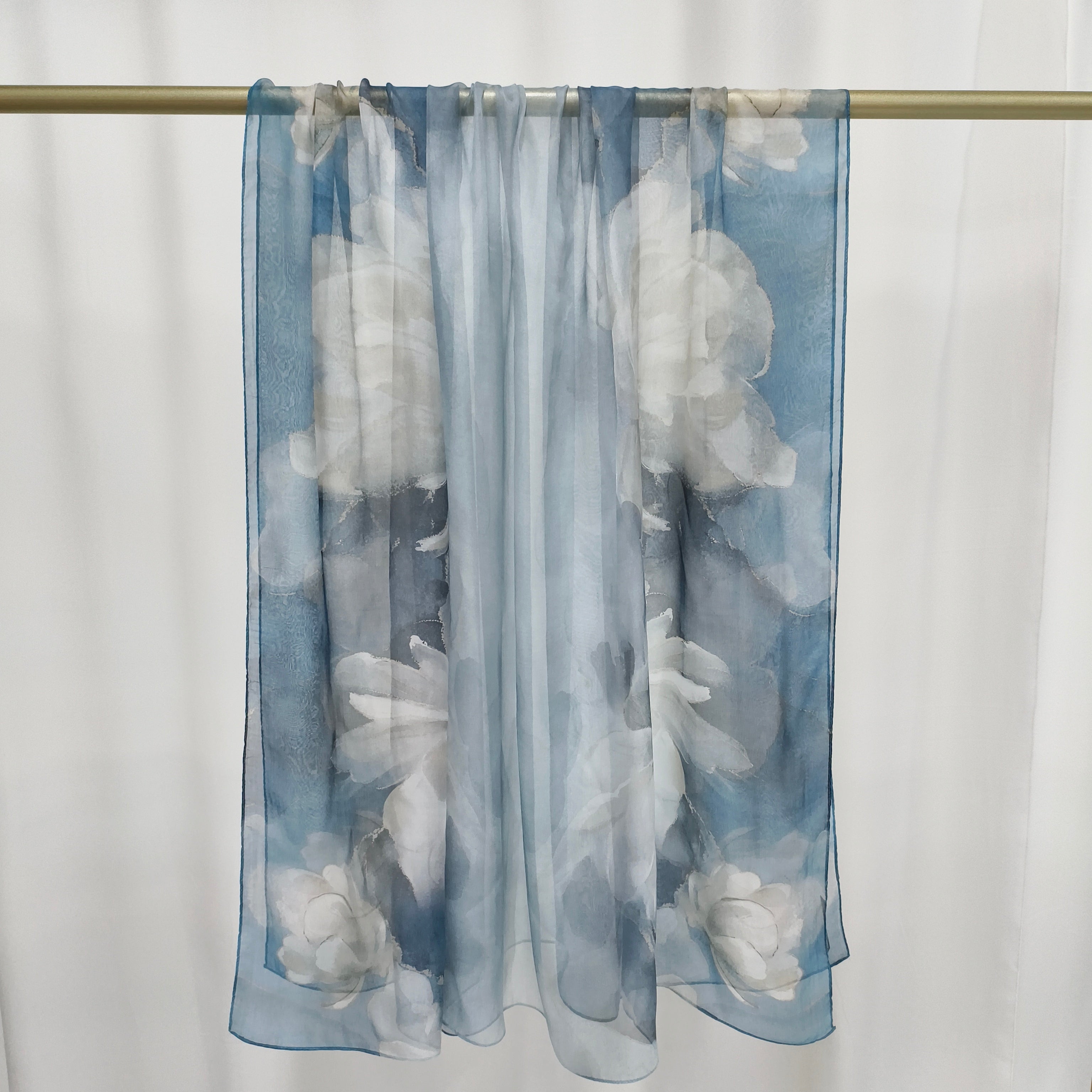 Italian Silk Scarf | Blue Spring | 110x180 cm