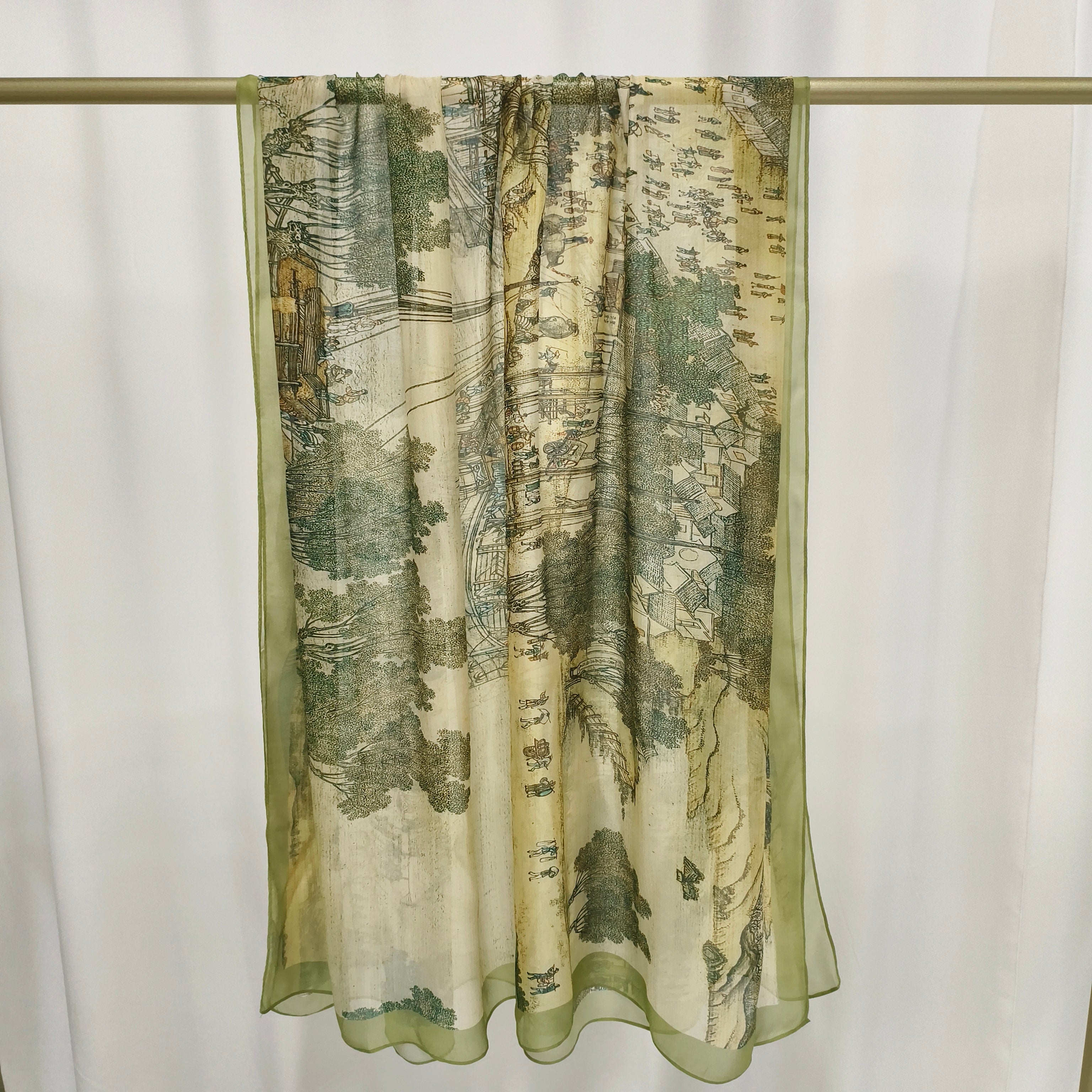 Italian Silk Scarf | Light Green | 110x180 cm