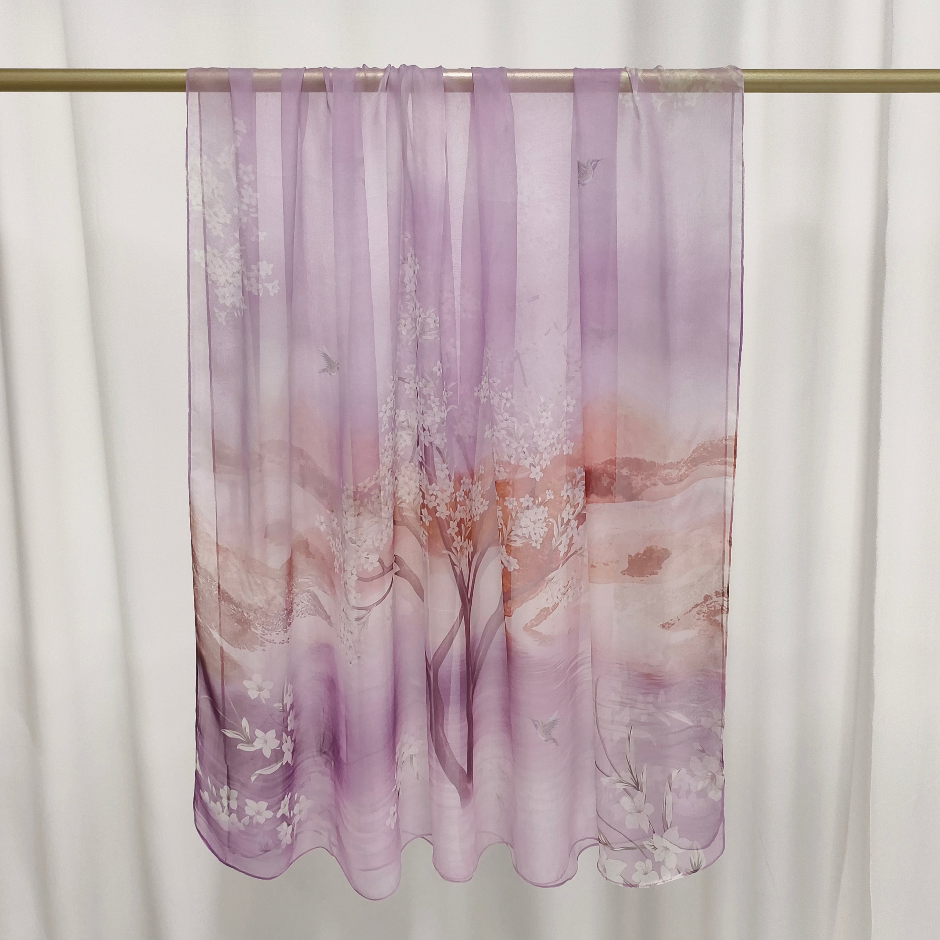 Italian Silk Scarf | Sunset Tree | 110x180 cm