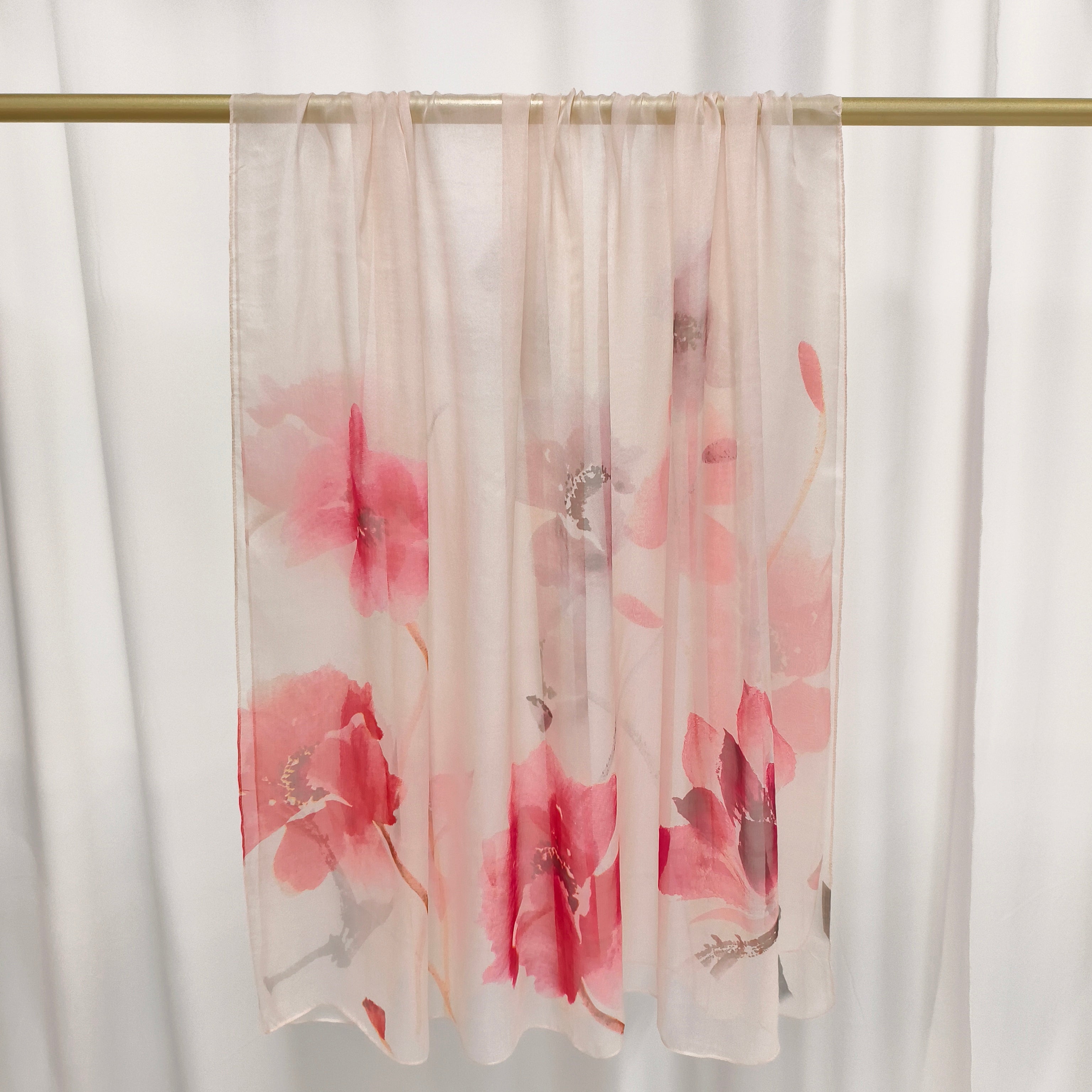 Italian Silk Scarf | Red flower | 110x180 cm