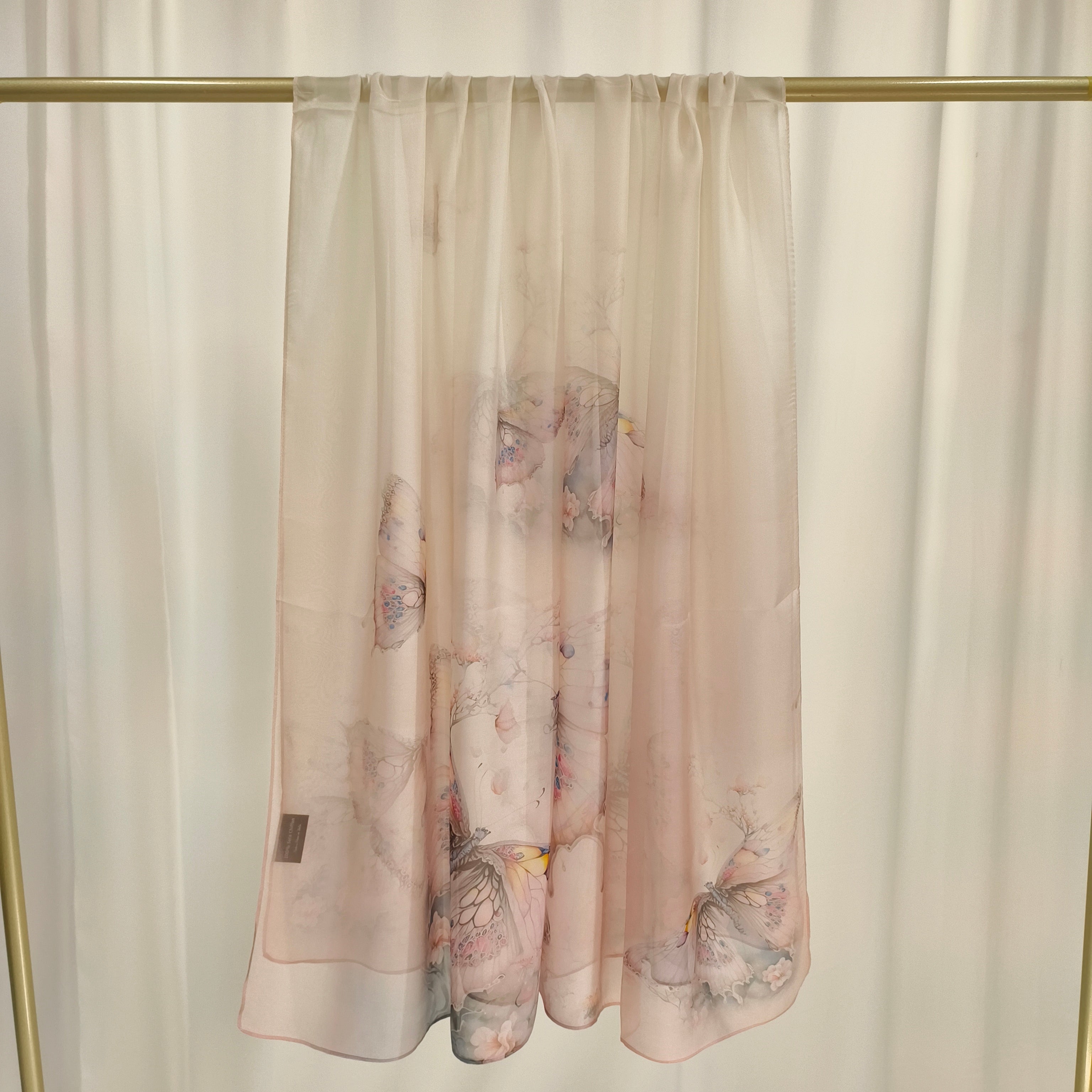 Italian Silk Scarf | Pink Butterfly | 110x180 cm