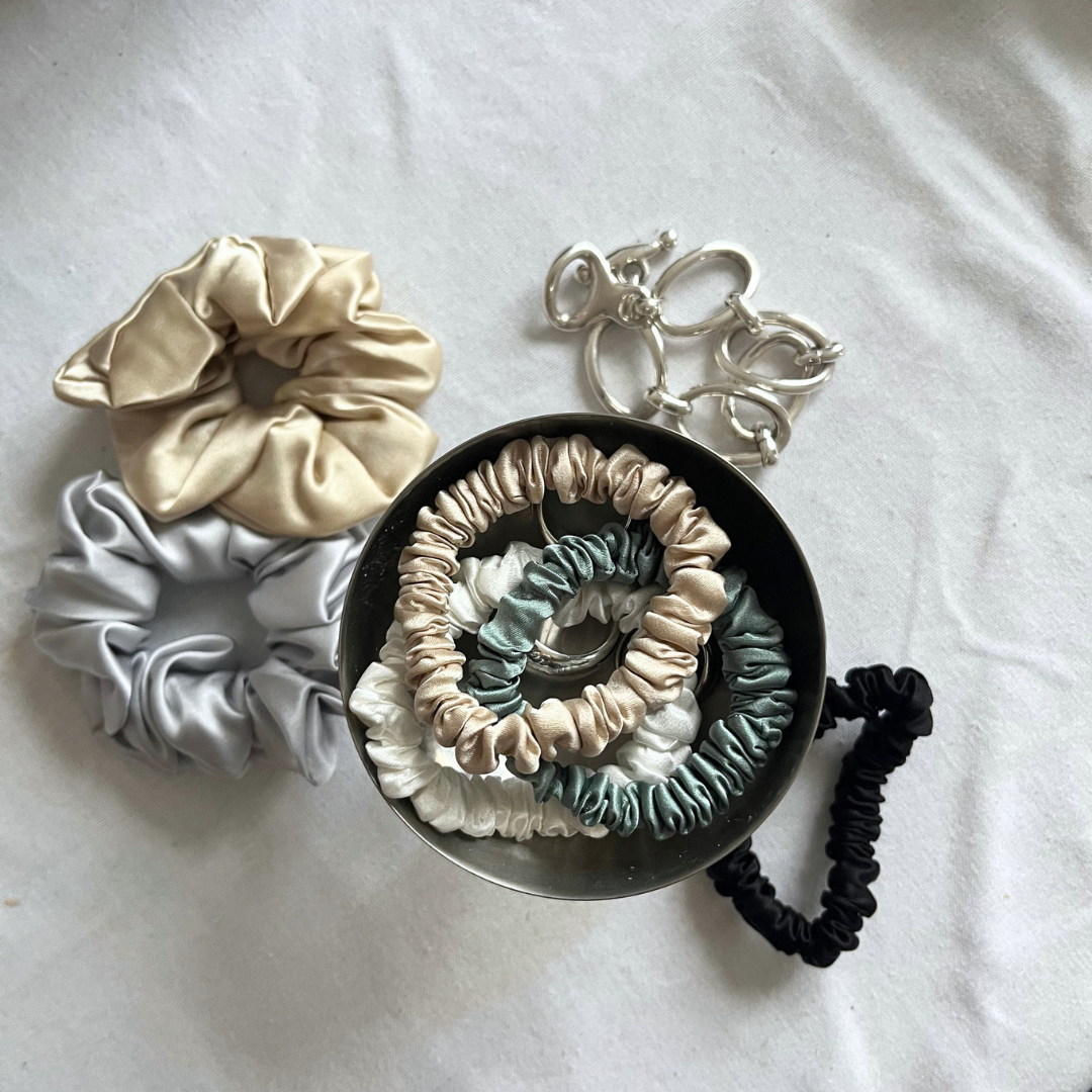 ZIJDE SCRUNCHIE MINI (3-pack) - OCEAANGROEN
