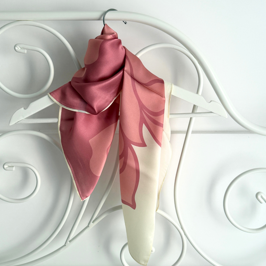 Silk Scarf | Blooming Rose | 68 cm