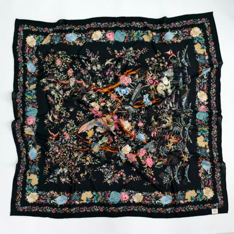 SilkWool-huivi – 70 % villaa / 30 % mulperisilkkiä | Pohjoismainen harmaa (XL 140x140)