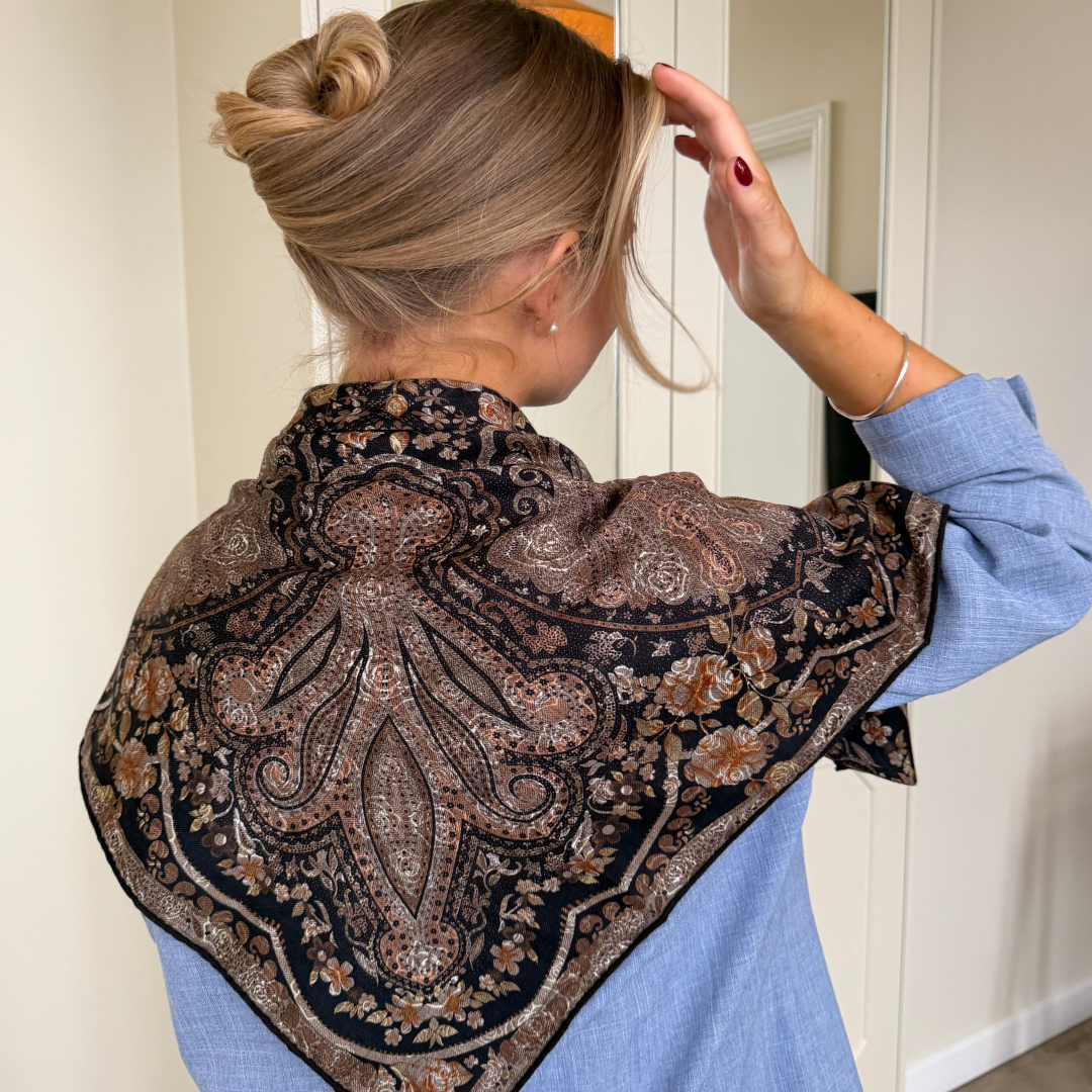 SilkWool Scarf – 70% Wool / 30% Mulberry Silk | Golden Tapestry