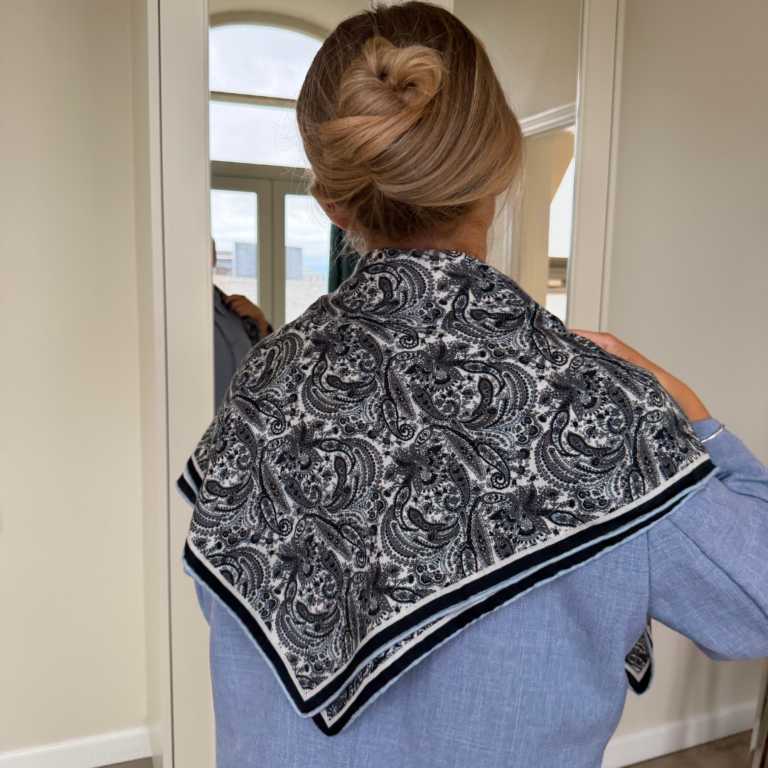 SilkWool Scarf – 70% Wool / 30% Mulberry Silk | Midnight Paisley