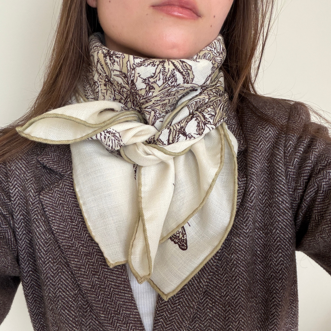 SilkWool Scarf – 70% Uld / 30% Mulberry Silke | Botanical Print