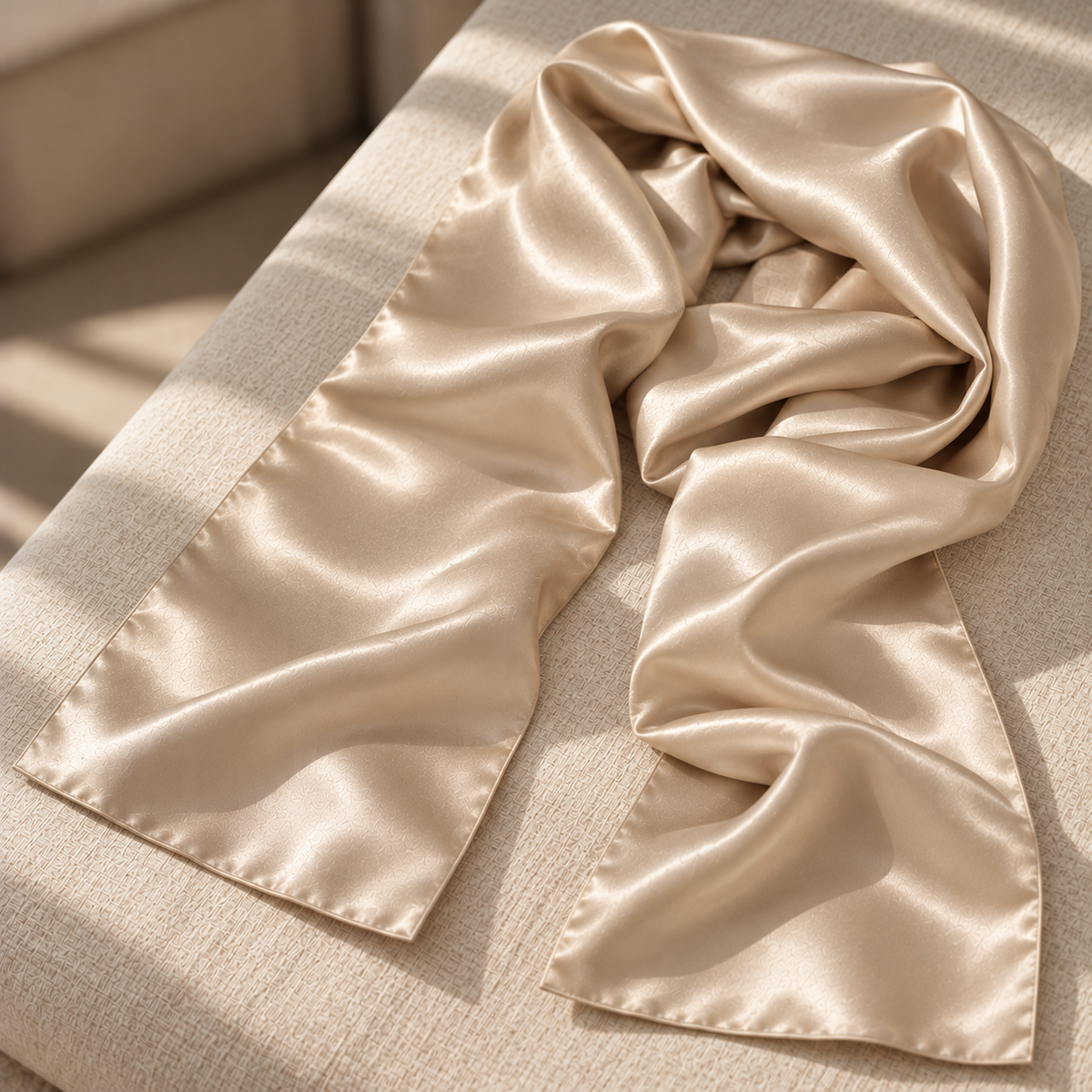 Signature Silk Scarf | Champagne | 55x175 cm