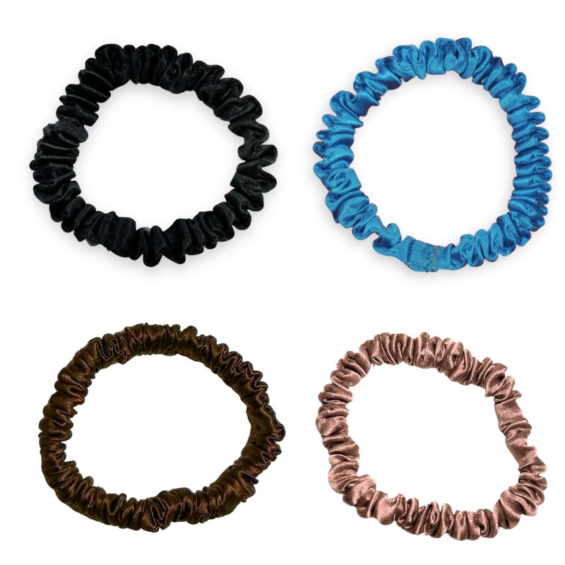 SILK SCRUNCHIE MINI - (Packung mit 4) - Dunkel