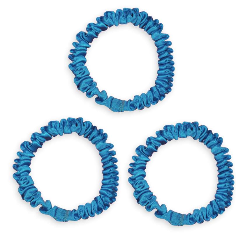 SILK SCRUNCHIE MINI (3er-Pack) - GLÄNZEND BLAU