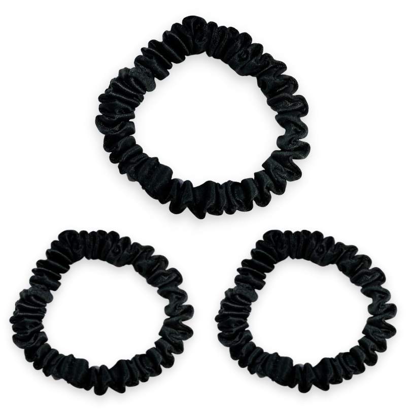 SILK SCRUNCHIE MINI (3er-Pack) - SCHWARZ