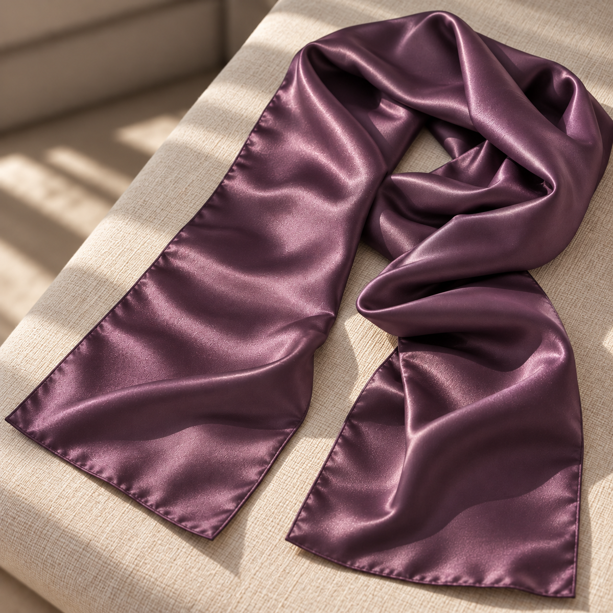 Signature Silk Scarf | Aubergine | 55x175 cm
