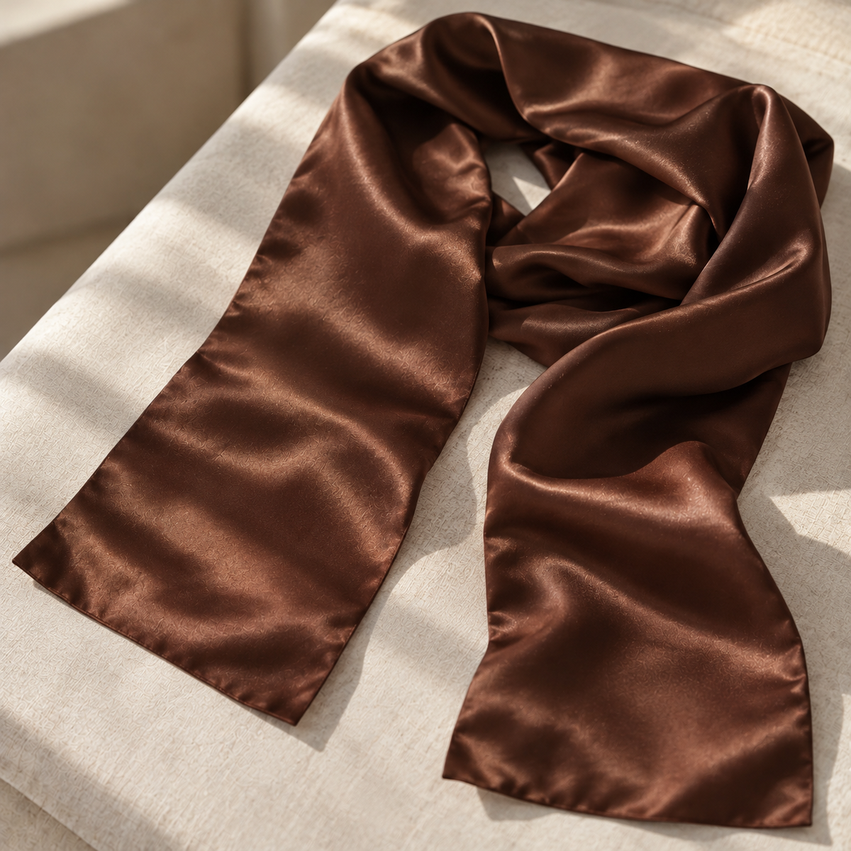 Signature Silk Scarf | Chocolate | 55x175 cm
