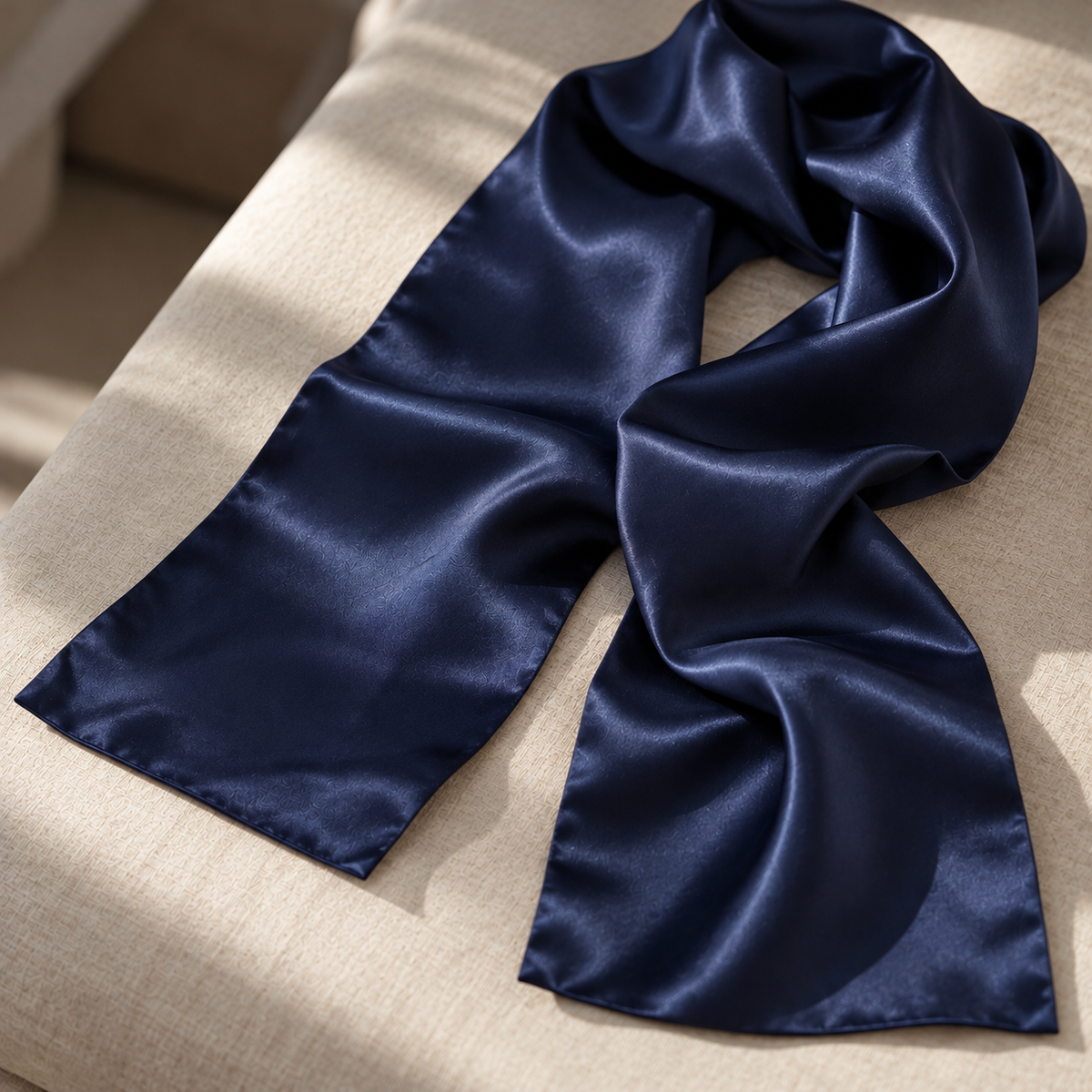 Signature Silk Scarf | Navy Blue | 55x175 cm