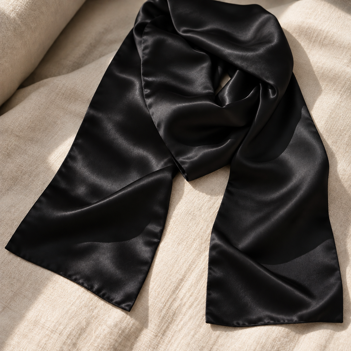 Signature Silk Scarf | Black | 55x175 cm