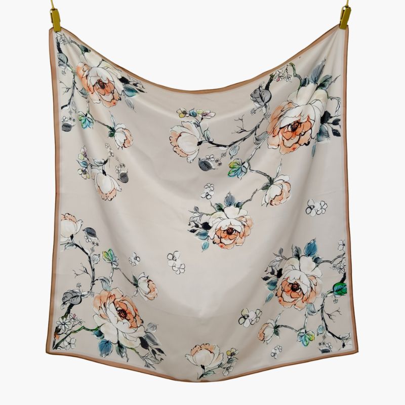 Silk scarf | Flowers | 90 CM