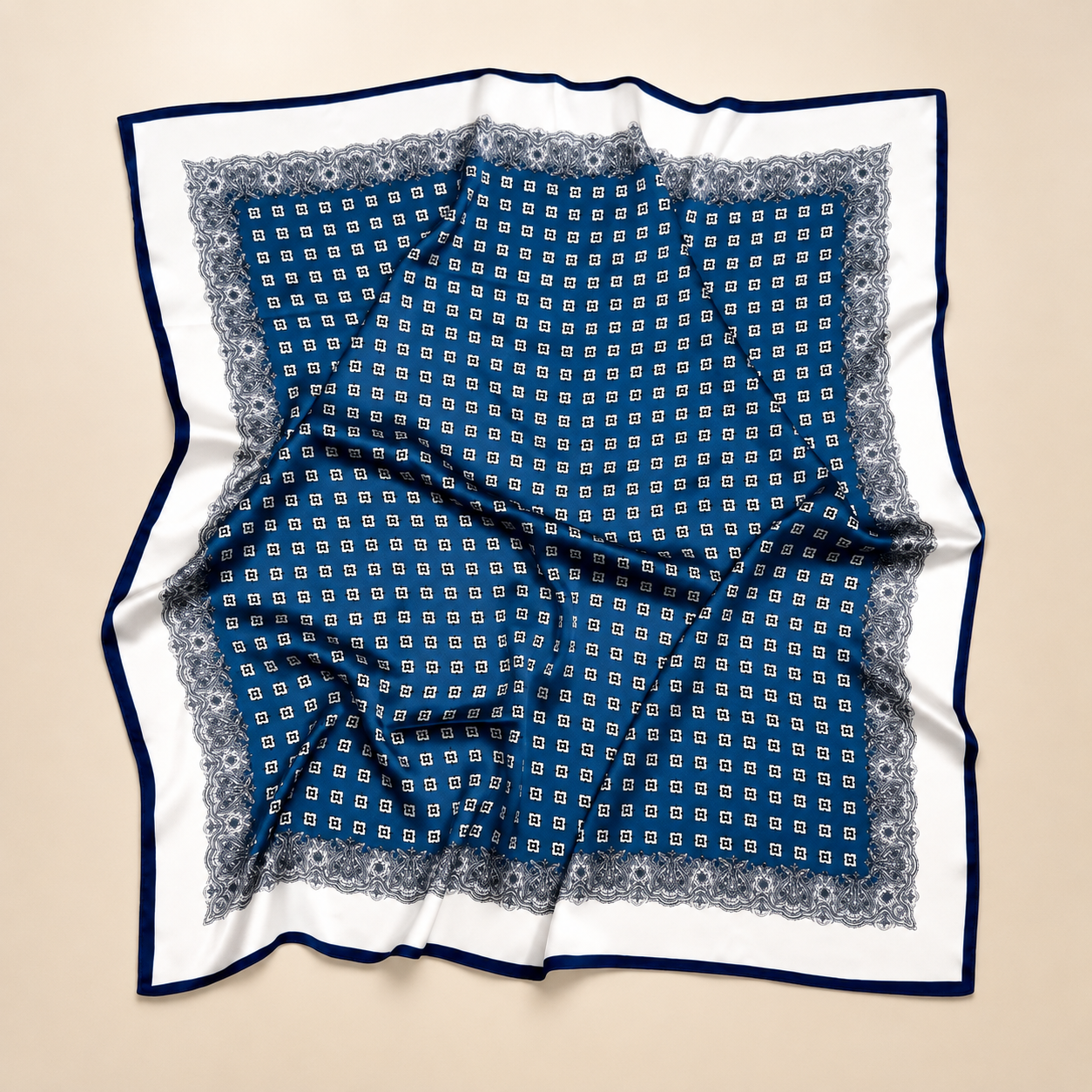 Silk Scarf | Navy Blue | 90 CM