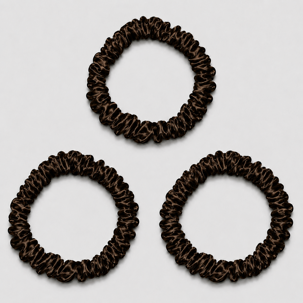 ZIJDE SCRUNCHIE MINI (3-pack) - CHOCOLADE