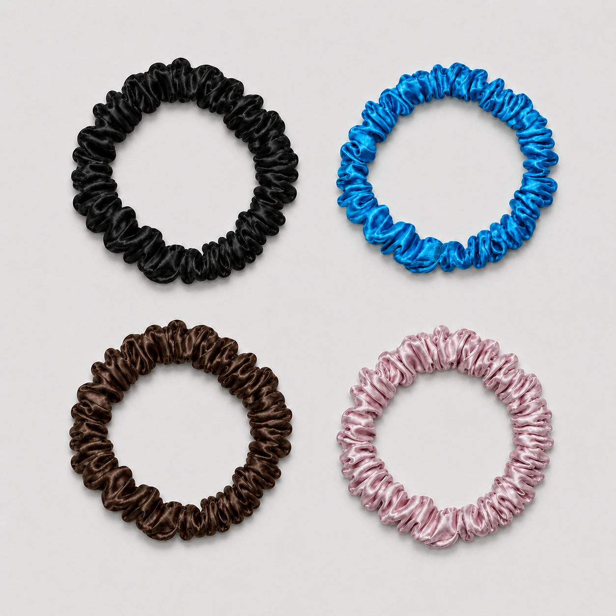 SILK SCRUNCHIE MINI - (4er-Pack) - Dunkel