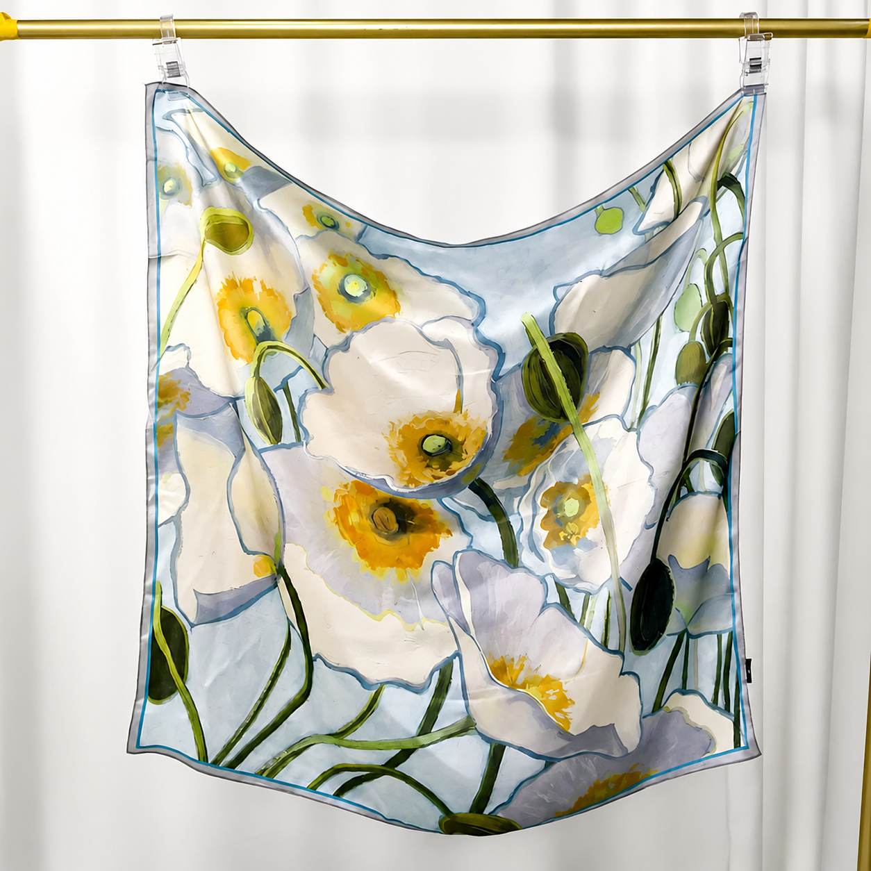 Silk Scarf | Light Blue Spring | 90 CM