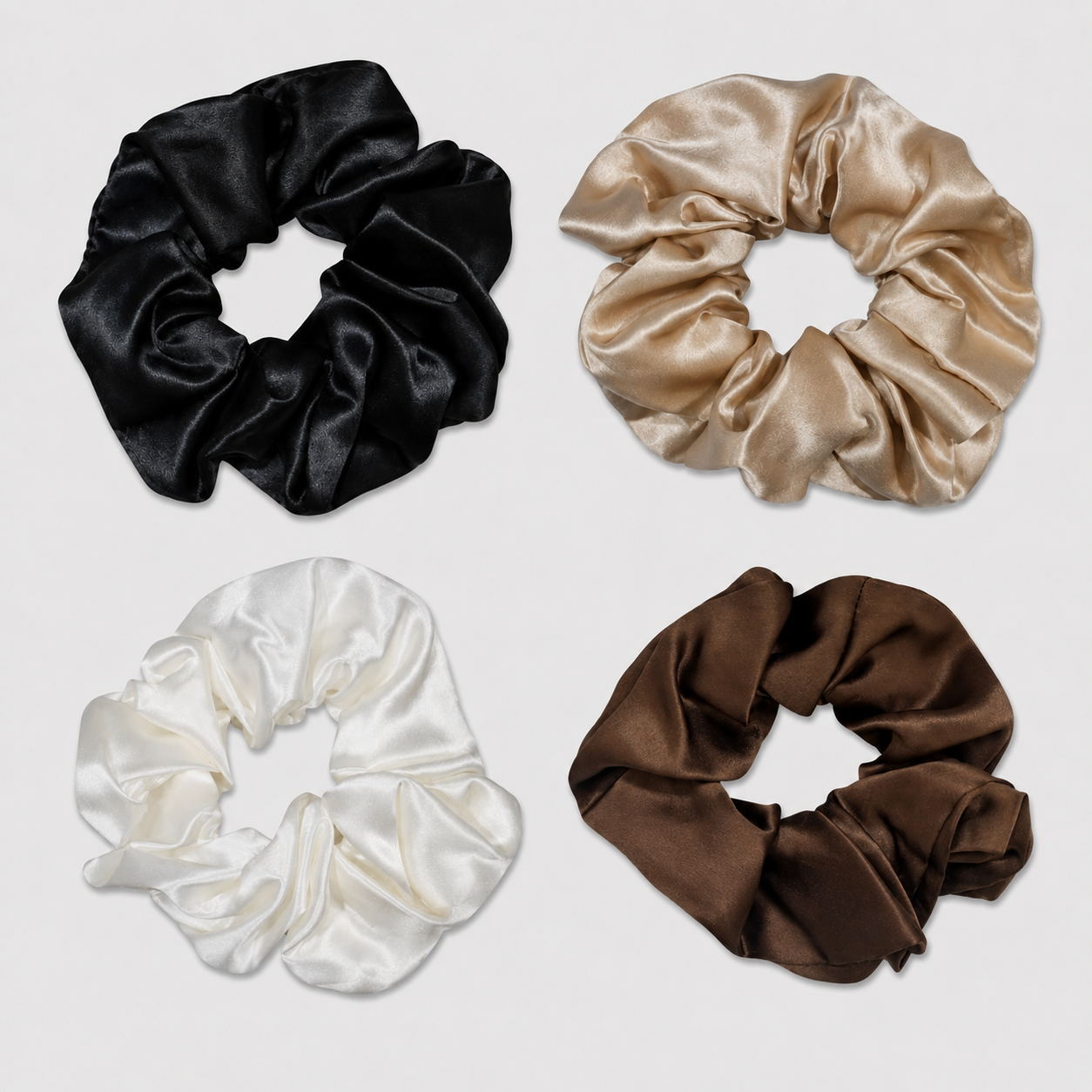 SILK SCRUNCHIE BIG (4er-Pack) - Neutral