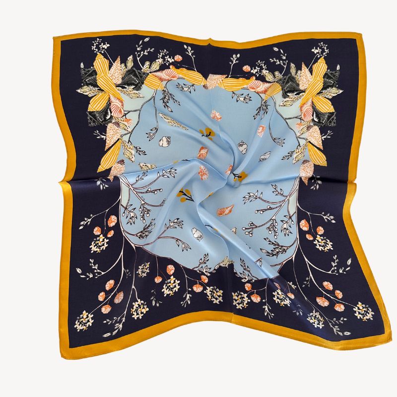 Silk scarf - Blue Flower Mix | 68 CM