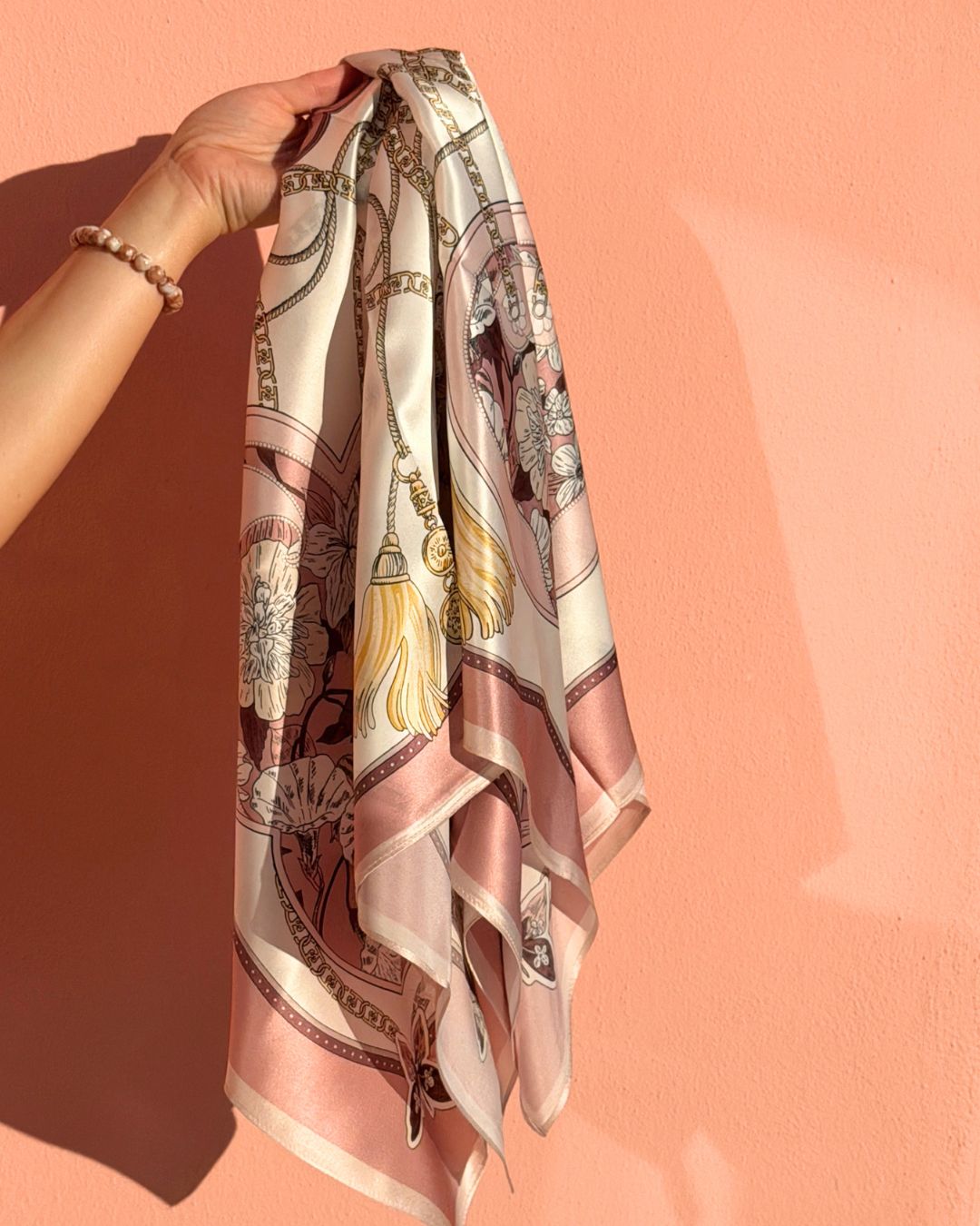 Silk Scarf | Pink Bouquet | 90 CM