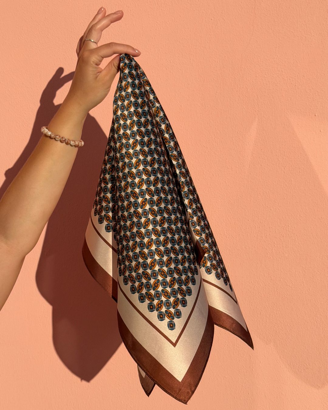 SILK Scarf | Brown and Beige Mix | 68 cm