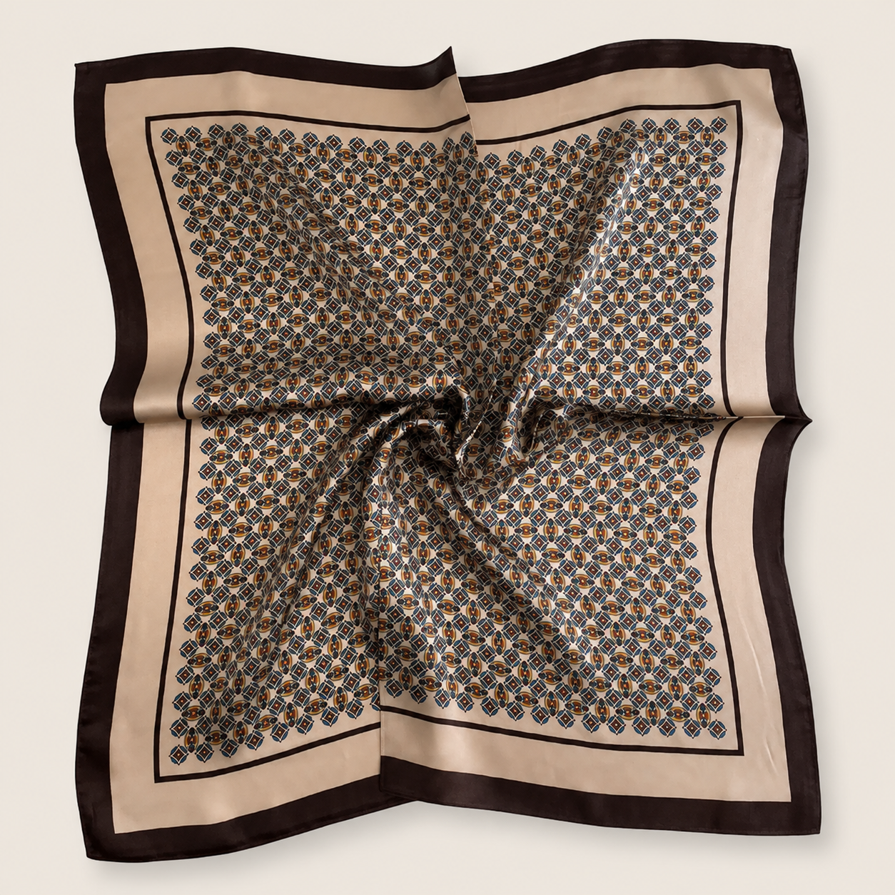 SILK Scarf | Brown and Beige Mix | 68 cm