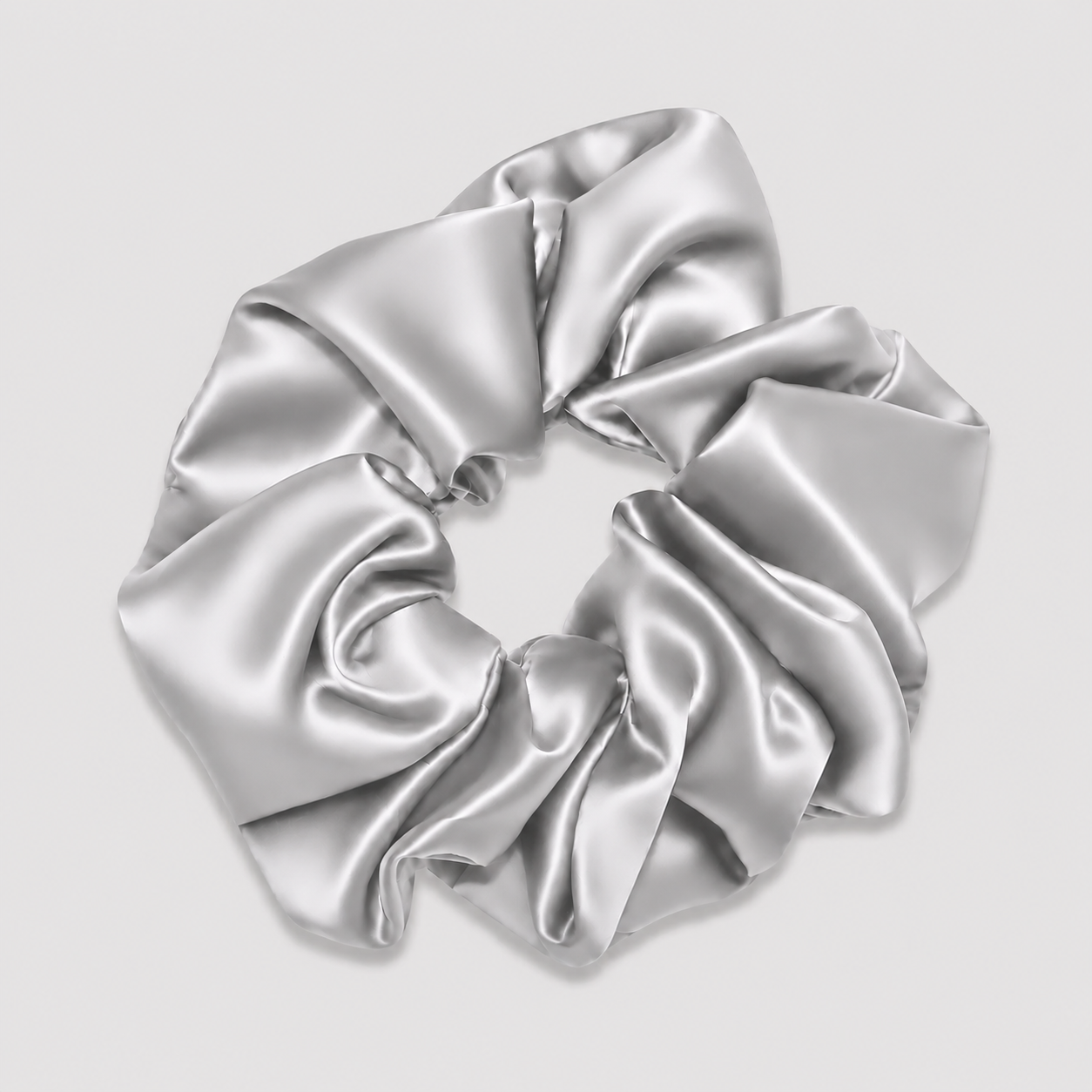 ZIJDE SCRUNCHIE GROOT - ZILVER