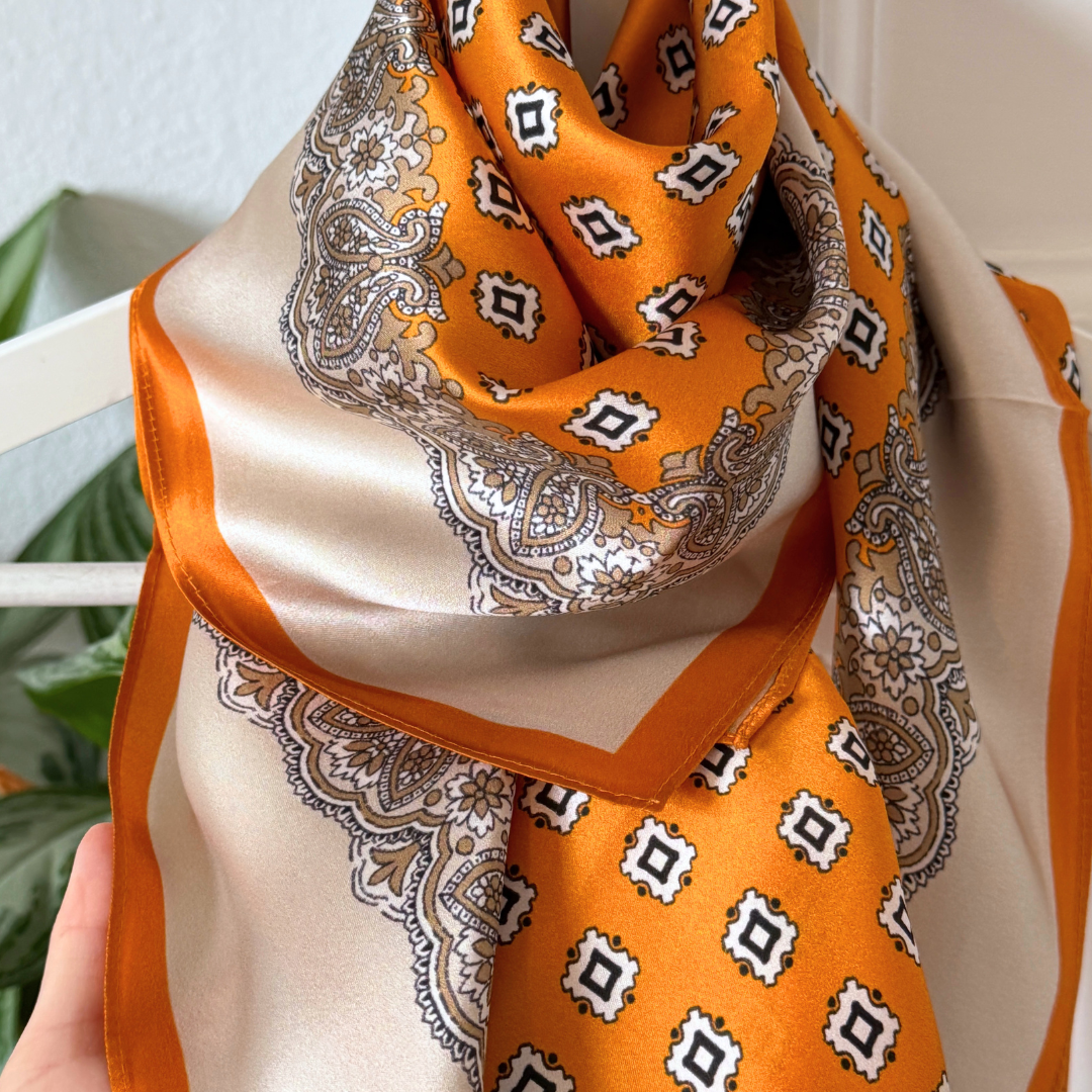 Silk Scarf | Sunrise Orange | 90 CM