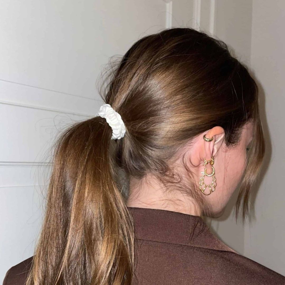 SILK SCRUNCHIE MINI (3-pack) - WHITE