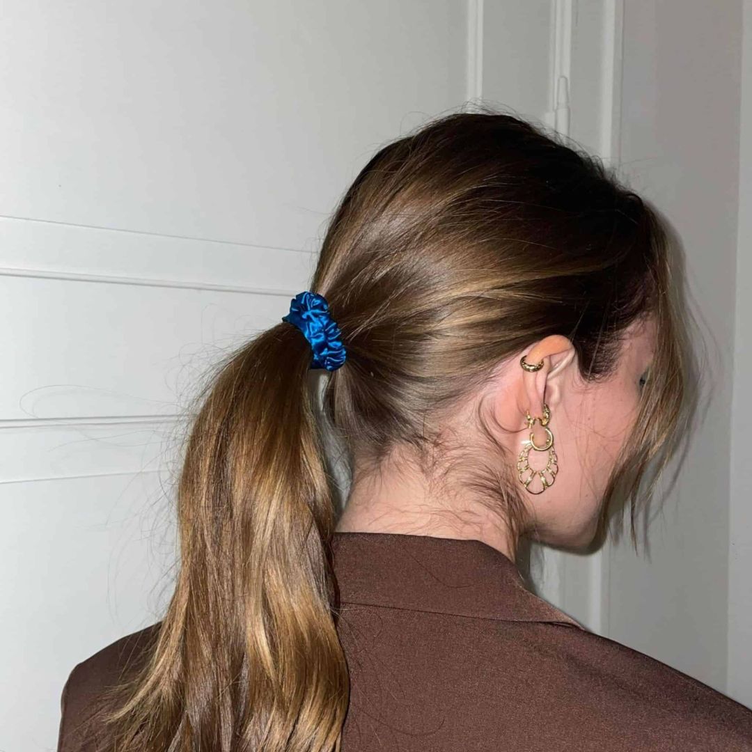 SILK SCRUNCHIE MINI (3er-Pack) - GLÄNZEND BLAU